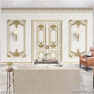 PSD tranh phào chỉ nghệ thuật những chiếc đèn bên cánh cửa