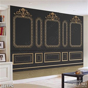 Tranh phào chỉ psd nghệ thuật bức tường đen hoạ tiết đơn điệu