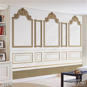 PSD tranh phào chỉ nghệ thuật họa tiết đúc đồng trên tường trắng