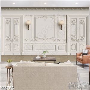 Tranh phào chỉ 5d những chiếc đèn treo trên bức tường trắng