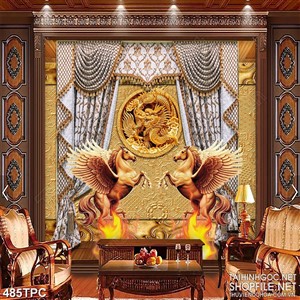 Tranh rèm màn decor trang trí cặp ngựa đúc đồng tung cánh bay Tranh rèm màn decor trang trí cặp ngựa đúc đồng tung cánh bay