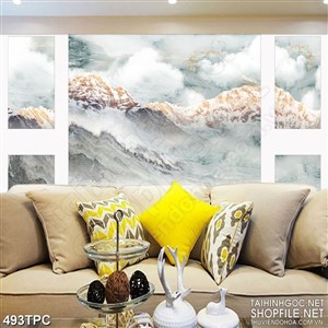 PSD tranh phào chỉ nghệ thuật những ngọn núi bao phủ đầy tuyết