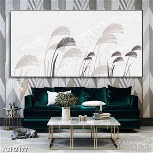 Tranh ghép nghệ thuật đồng cỏ hoa may tung bay trong gió