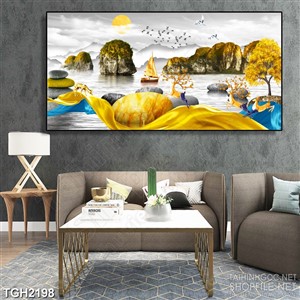 Tranh ghép psd những hòn đảo nhỏ trên dòng sông yên tĩnh