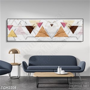 Tranh ghép in canvas những hình tam giác nhiều màu sắc
