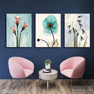 Tranh ghép in 3d những bông hoa phù du bay trong làn gió