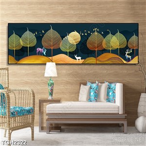 Tranh ghép những chiếc lá khổng lồ trên ngọn đồi cao in 5d