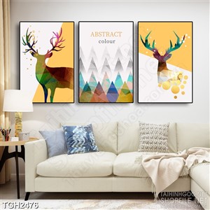 Tranh ghép trang trí những hình tam giác tạo thành chú hươu