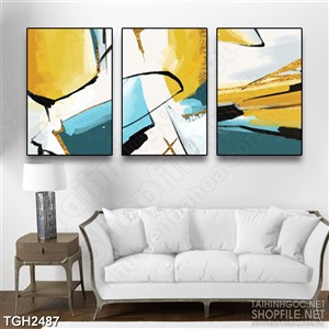 Tranh ghép dán tường những mãng màu đa màu sắc nổi bật 3d