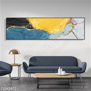 Tranh ghép decor mãng màu vàng xanh của sông và núi cao