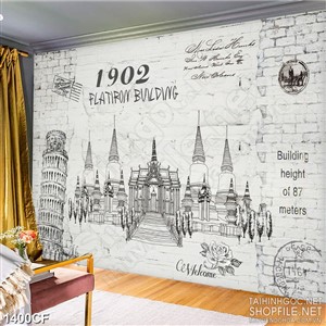 Tranh cà phê in canvas bức họa đen trắng về những kiến trúc cổ
