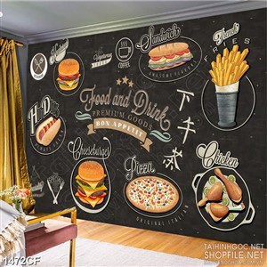 Tranh cà phê 5d những chiếc bánh pizza thơm ngon trên nền tối