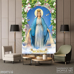 Tranh công giáo đức mẹ Maria ban an lành cho muôn dân