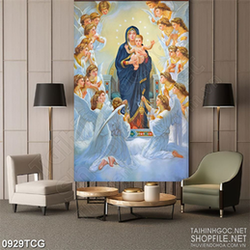 Tranh công giáo hài nhi và lời ban phước của thiên thần