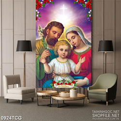 Tranh công giáo gia đình chúa Giêsu bên cây thánh giá