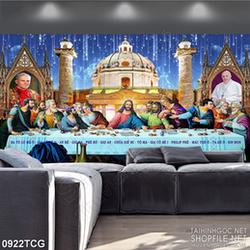 Tranh công giáo tiệc ly 12 tông đồ bên linh mục in uv