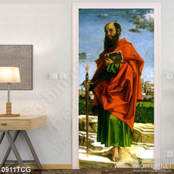 Tranh công giáo psd thánh đồ và cây thánh giá trong tay