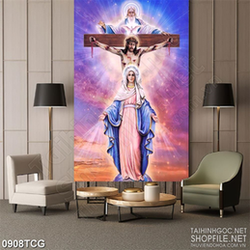 Tranh công giáo đức mẹ Maria và chúa Giêsu vĩ đại psd