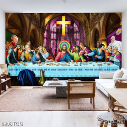 Tranh công giáo tiệc bàn ly của các thánh đồ dán tường