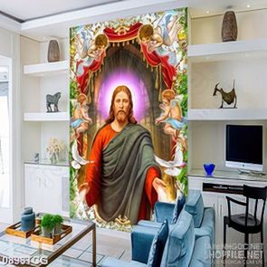 Tranh công giáo những thiên thần bé nhỏ bên chúa Giêsu