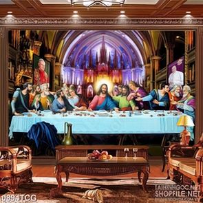 Tranh công giáo 12 tông đồ đàm thoại trong nhà thờ psd