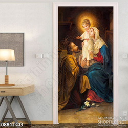 Tranh công giáo gia đình nhỏ tràn ngập tình yêu của chúa