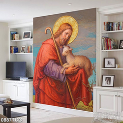 Tranh công giáo đức chúa Jesus bên chú cừu trắng nhỏ bé