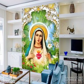 Tranh công giáo trái tim bao dung của đức mẹ Maria