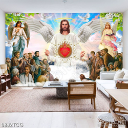 Tranh công giáo đức chúa và trái tim của chúa dán tường