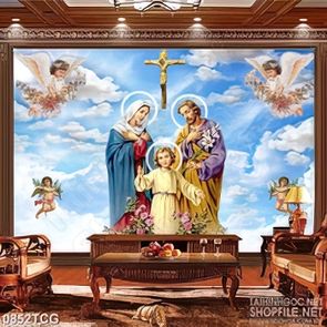 Tranh công giáo những thiên thần bên gia đình chúa Jesus