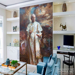 Tranh công giáo in dán tường đức cha đọc kinh thánh