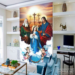 Tranh công giáo đức mẹ Maria và chiếc vương miện in uv