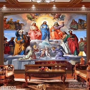 Tranh công giáo đức chúa và thần dân in treo tường