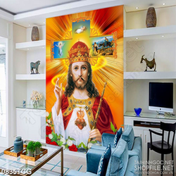 Tranh công giáo đức thánh ban phát tình yêu thương in uv