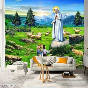 Tranh công giáo psd đức mẹ ban phước lành cho con dân