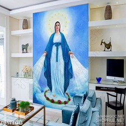 Tranh công giáo đức mẹ ban phước lành cho con dân