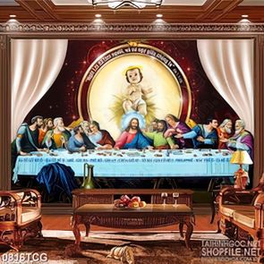 Tranh công giáo in uv 12 thánh tông đồ bên hai nhi bé nhỏ