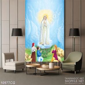 Tranh công giáo in uv mẹ Maria ban phước lành cho con dân