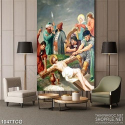 Tranh công giáo chúa Jesus bị đóng đinh vào cây thánh giá