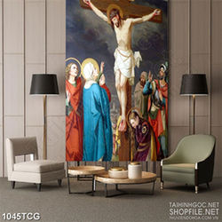 Tranh công giáo đau xót khi chúa Giêsu trên cây thánh giá