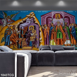 Tranh công giáo cuộc họp giữa các thánh đồ treo tường