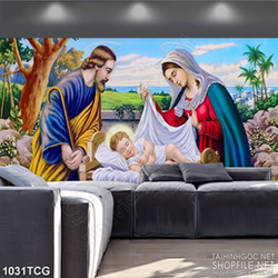 Tranh công giáo niềm hạnh phúc của gia đình thánh gia psd