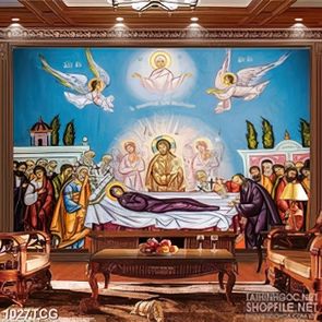 Tranh công giáođức mẹ Maria và các thiên thần cầu nguyện