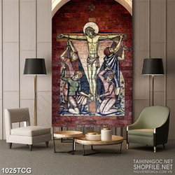 Tranh công giáo nổi đau của chúa Jesus khi bị đóng đinh