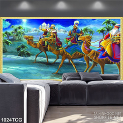 Tranh công giáo các thánh đồ cưỡi lạc đà trên sa mạc psd