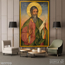 Tranh công giáo thánh gia bên cuốn kinh thánh treo tường