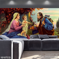 Tranh công giáo gia đình thánh gia tràn đầy tình yêu thương