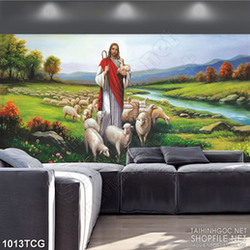 Tranh công giáo đàn cừu con bên tình thương của đức chúa