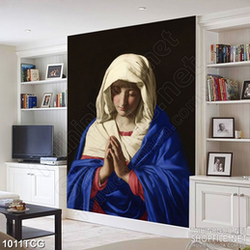 Tranh công giáo 3d đức mẹ Maria cầu nguyện trong đêm tối