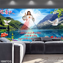 Tranh công giáo chúa Giêsu ban phát tình yêu thương  in uv